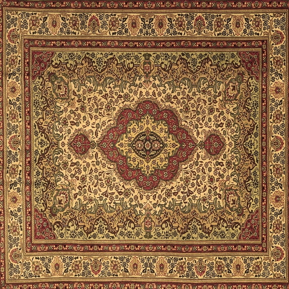 Ahgly Company Indoor Square Medallion Brown Traditional Area Rugs, 7' Square