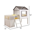 thumbnail image 5 of Benjara House Design Metal Twin Bed with Angled Ladder, White and Brown, 5 of 5