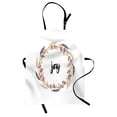 thumbnail image 1 of Joy Apron Hand Drawn Phrases in Wreaths Vintage Floral Arrangement Foliage Xmas Design, Unisex Kitchen Bib Apron with Adjustable Neck for Cooking Baking Gardening, Pale Brown Red Black, by Ambesonne, 1 of 3