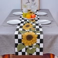 thumbnail image 4 of Table Runner Dresser Scarves 48 Inch Long, Farmhouse Blossom Sunflowers Buffalo Plaid Linen Dining Table Runners Black White Tabletop Scarf for Wedding Holiday Party Kitchen, 4 of 7