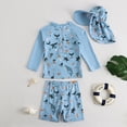 thumbnail image 2 of Ymyiu Boys Bathing Suit Toddler Baby Boys Swimsuits Trunk Long Sleeve Top Shorts Two Pieces Bathing Suit Swimwear Outfit 6-12 Months (Blue,6-12 Months), 2 of 6