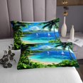 thumbnail image 3 of Erosebridal Palm Tree Coverlet Set King,Ocean Beach Bedding Set,Botanical Decoration,Ultra Soft,3 Pieces, 3 of 5