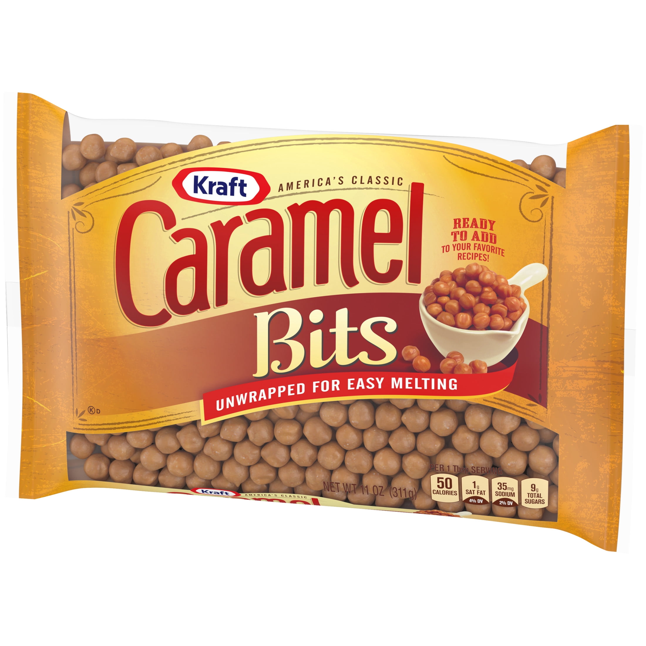 Kraft America's Classic Unwrapped Candy Caramel Bits for Easy Melting, 11 oz Bag