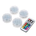 thumbnail image 1 of 4Pcs IP68 Waterproof RGBWY 10LEDs Remote Control Submersible Underwater Lamp Mini Floral Vase Base Light with 1 Controller for Wedding Party Decoration, 1 of 7