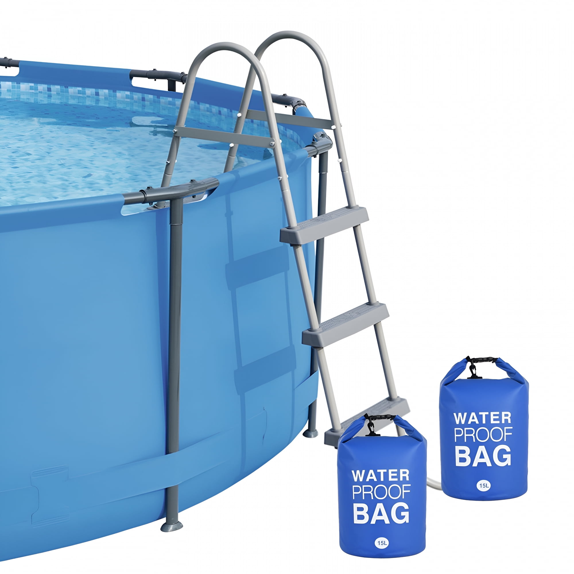 HIBIBUD Universal Pool Ladder And Step Weight (15L) Easy & Quick Fill Sand, 250D PVC Dry Bag, No More Ripped Sandbag, Works With Above Ground/In-Ground Pool Steps