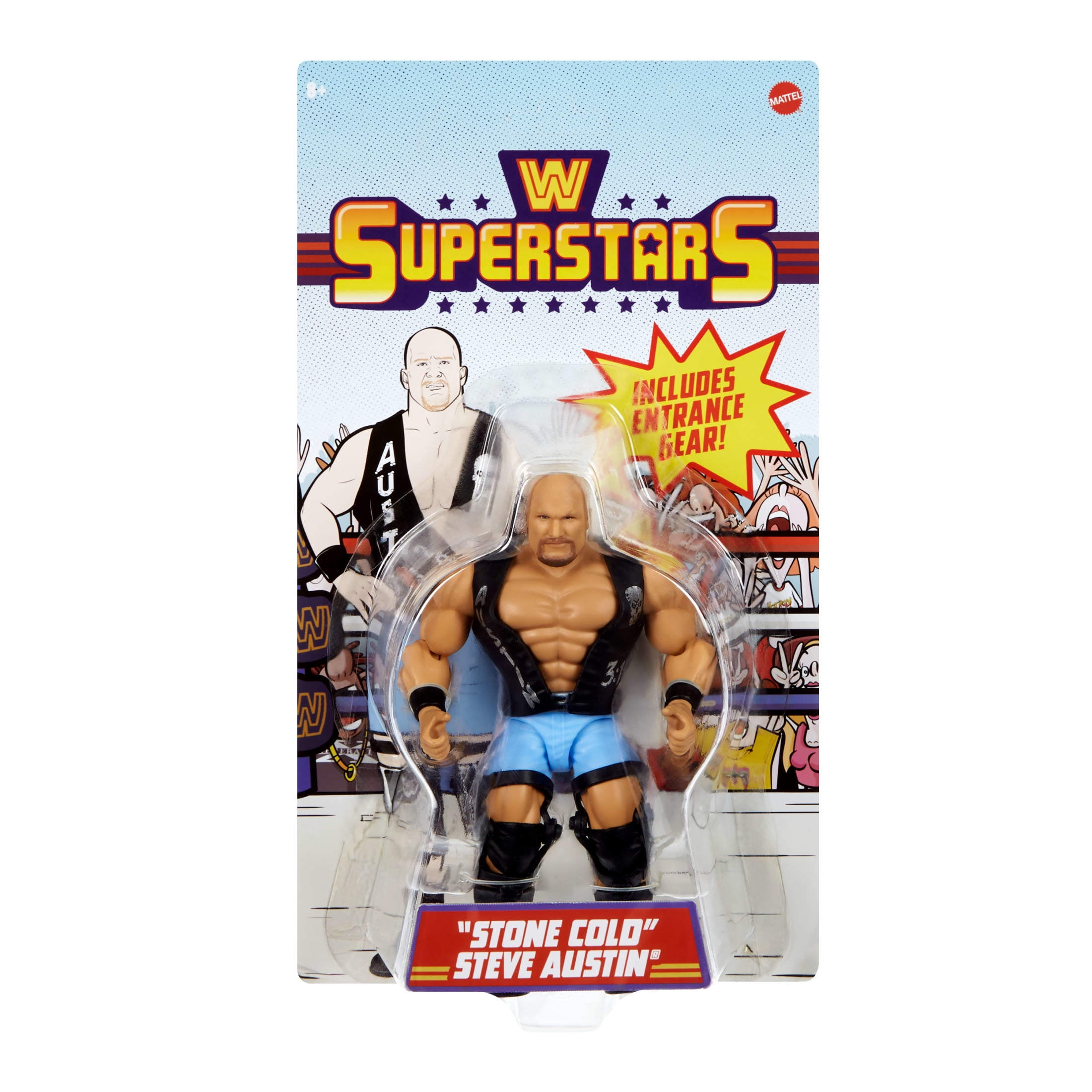 WWE Superstars Stone Cold Steve Austin Action Figure Set, Series 15 Retro 6-inch Collectible