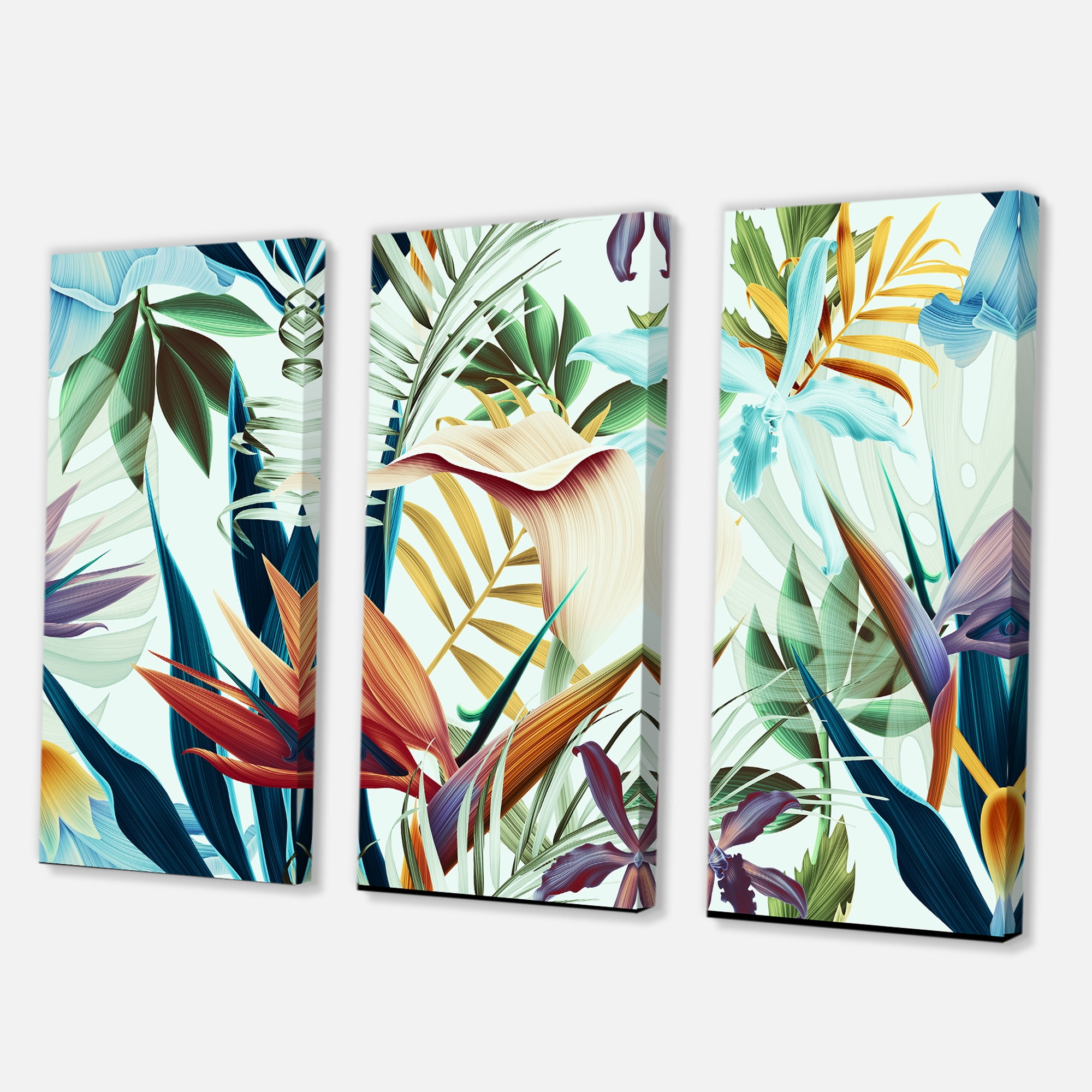 Designart ' VIntage Tropical Flowers I ' Tropical Canvas Wall Art Print