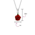 thumbnail image 4 of Bling Jewelry Womens Romantic Floral 3D Flower Red Rose Pendant Necklace with Green CZ Sterling Silver, 4 of 7