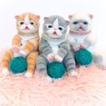 thumbnail image 3 of Paradise Galleries® Adorable Fur-ever Babies, Ping Lau - Sculptor and Artist Designer Doll Collection, 9" Stuffed Animal with Teal Yarn Ball, Special Birthday Gift, Ages 3+ - Balinese Kitten, 3 of 9