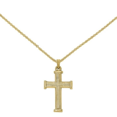 14kt Yellow Gold Brushed and Polished Latin Cross Pendant