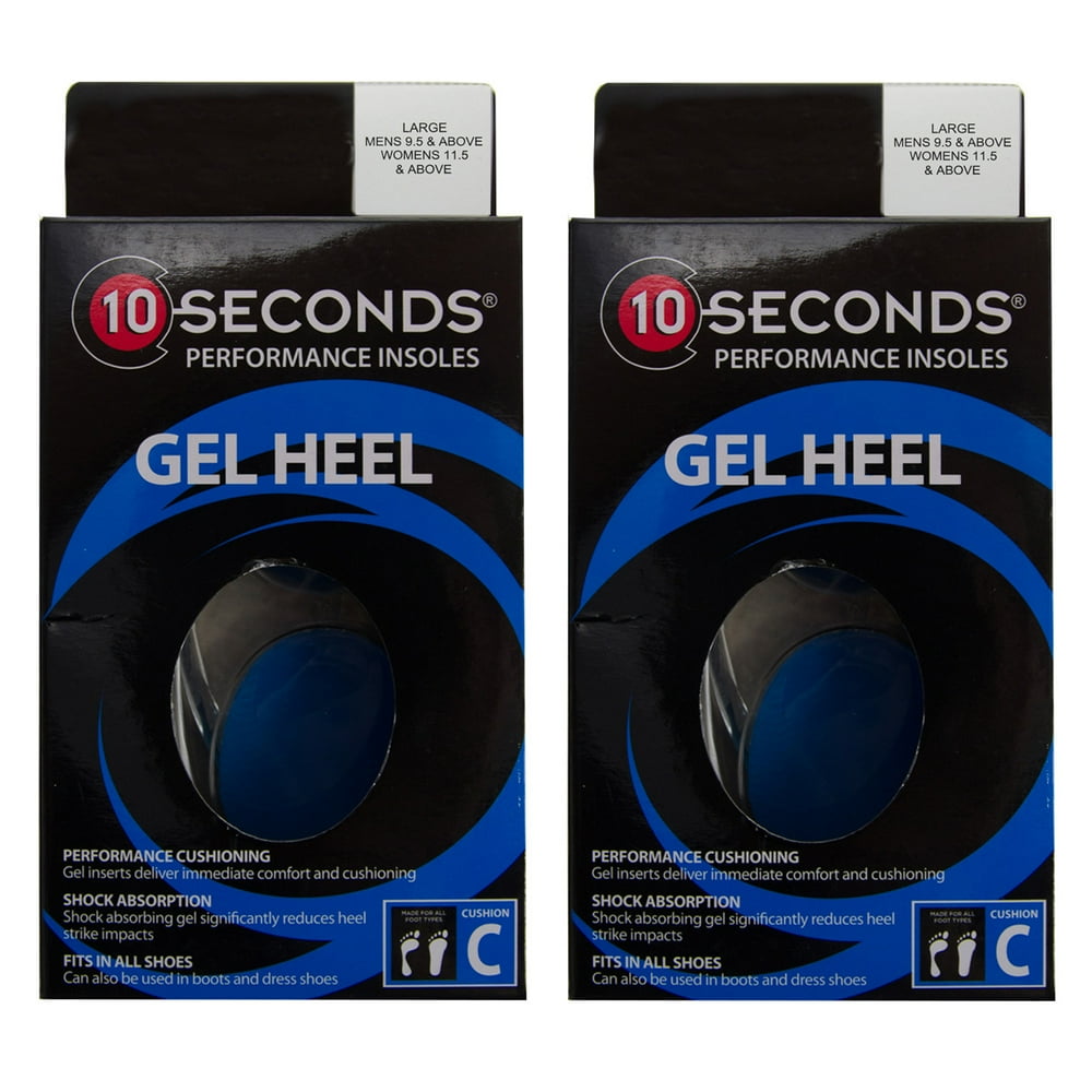 2 Pairs 10 Seconds Gel Heel Insoles Cushions Shoe Inserts Pads Liners