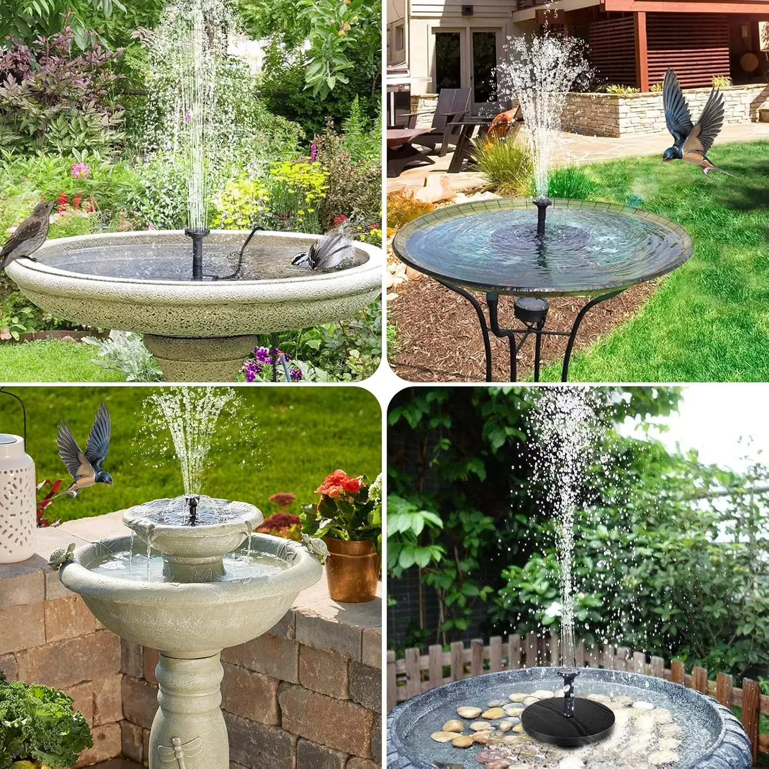 POPOSOAP Solar Bird Bath Fountain Pump, 6W Outdoor Solar Water Fountain Pump for Bird Bath with 4ft Tubing & 5 Nozzles, DIY Solar Powered Water Pump for Garden,Pool,Ponds and Fish Tank
