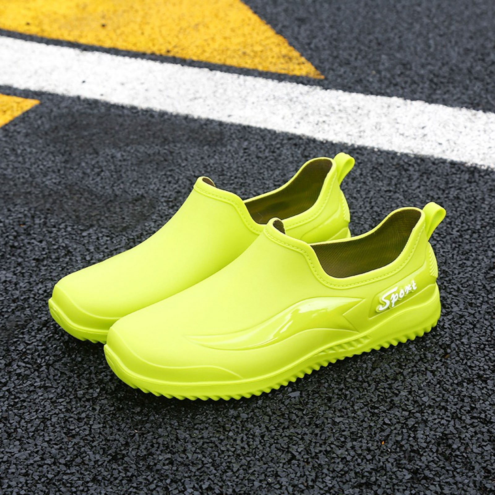 Mepaouo Men's Deck Shoes Waterproof Short Rain Boots Non Slip Rubber Fishing Garden Shoes(Green,10)