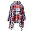 thumbnail image 5 of Mode Femmes Cape Châle à Carreaux Tricot Cardigan Cape, 5 of 5