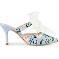 thumbnail image 6 of Unique Bargains Women's Floral Printed Lace Strap Stiletto Heels Mules, 6 of 6