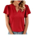 thumbnail image 1 of Birdeem Womens Spring and Summer Gold Lace Stitching V-Neck Solid Color Bottom T-Shirt Hollow Top, 1 of 10
