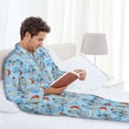 thumbnail image 6 of Naloa Cartoon Rocket With Space Men’s Pajamas Set - Long Sleeve Button Down Sleep Shirt and Pajama Bottoms Sleepwear Set-X-Large, 6 of 7