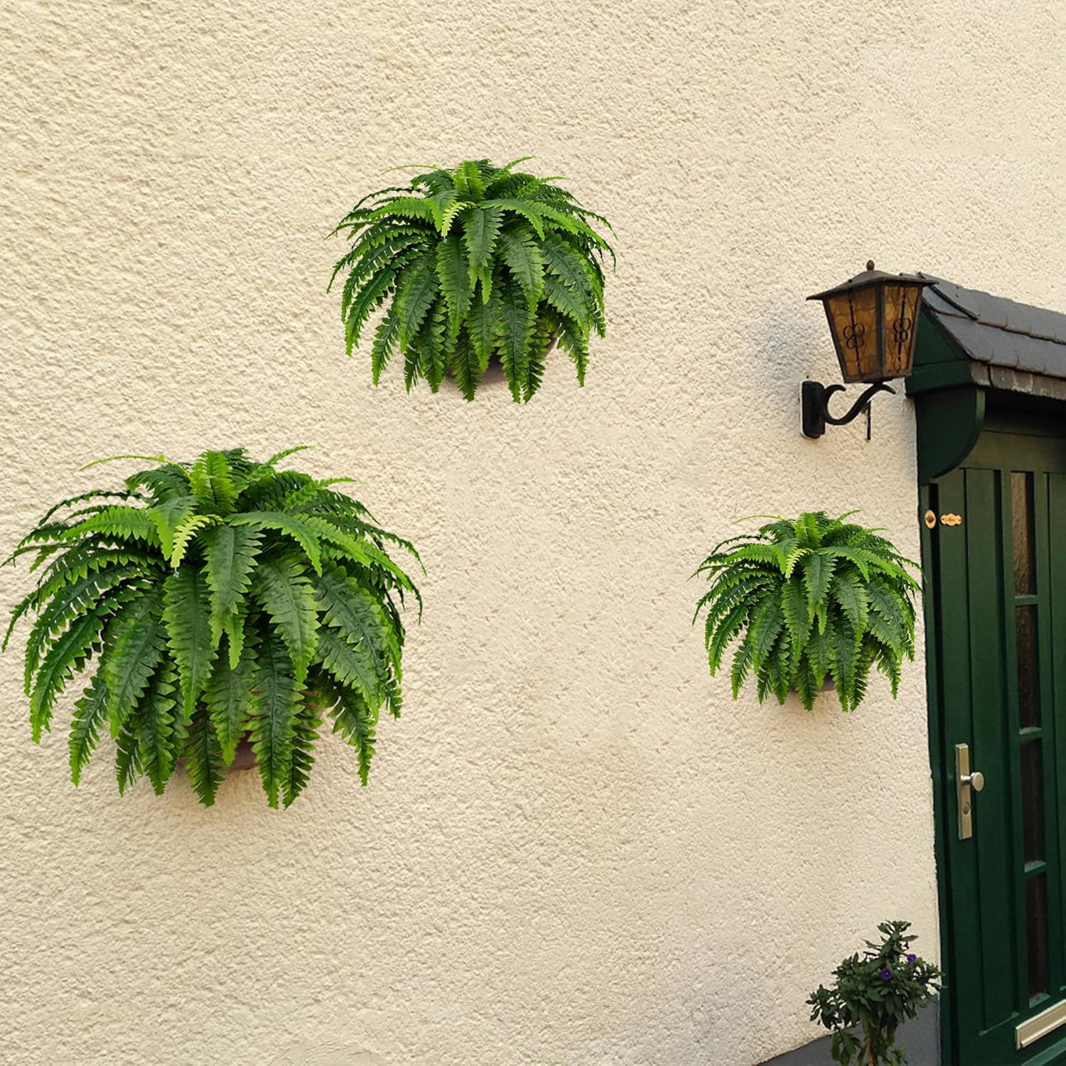 Fake Ferns - Set of 2 Artificial Fern,24 Leaves for Each Bouquet - Indoor/Outdoor Faux Boston Fake Fern Bush Plant for Home, Office, Garden Decoration