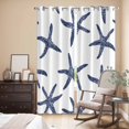 thumbnail image 3 of Navy Blue Starfish Coastal Kitchen Curtains 84 Inch Length, Nautical Summer Beach Ocean Grommet Top Bedroom Living Room Curtains, Light Filtering Cafe Curtain Drapes 2 Panels Set 84''x84'', 3 of 9