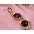 thumbnail image 4 of Women Retro Dark Smoke Topaz Tier Orb Golden Dangle Drop Crystal Earring, 4 of 5