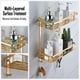 thumbnail image 4 of No Drilling Shower Shelf, Square Bathroom Shelf Wall Shelf for Bathroom Storage Small Wall Mounted Shower Basket with Hooks (2 Tiers, Champagne Gold), 4 of 5