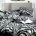 thumbnail image 3 of Zebra Pattern Bedding Duvet Cover Set - Black Striped Ethnic 100% Natural Cotton with 3 Pieces Ultra Soft Breathable Comforter Cover Extremely Durable and Fade Resistant, 3 of 7