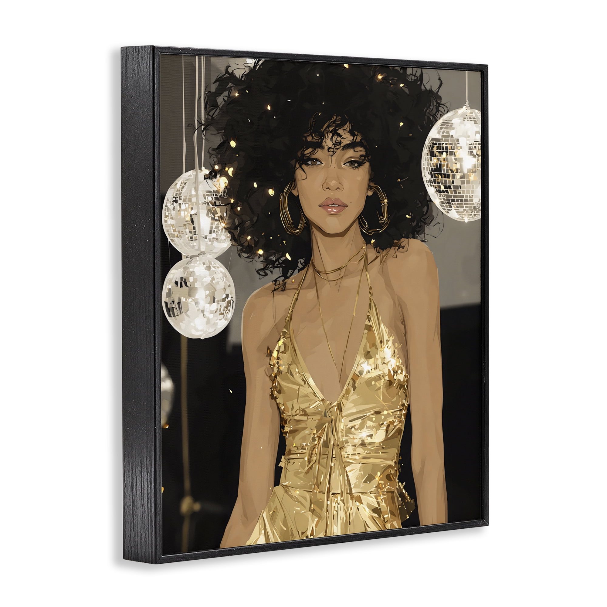 Stupell Industries Golden Disco Dream Party Black Framed Giclee Art, design by Franklyn Gregory