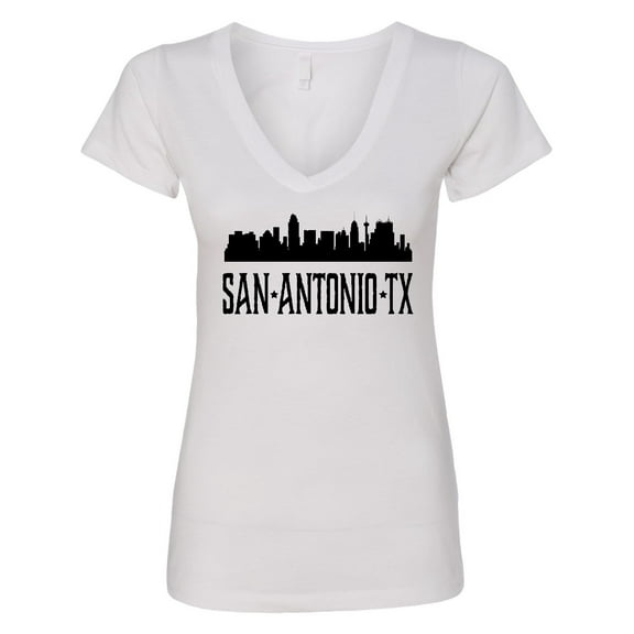 Inktastic San Antonio Texas City Skyline Women's V-Neck T-Shirt