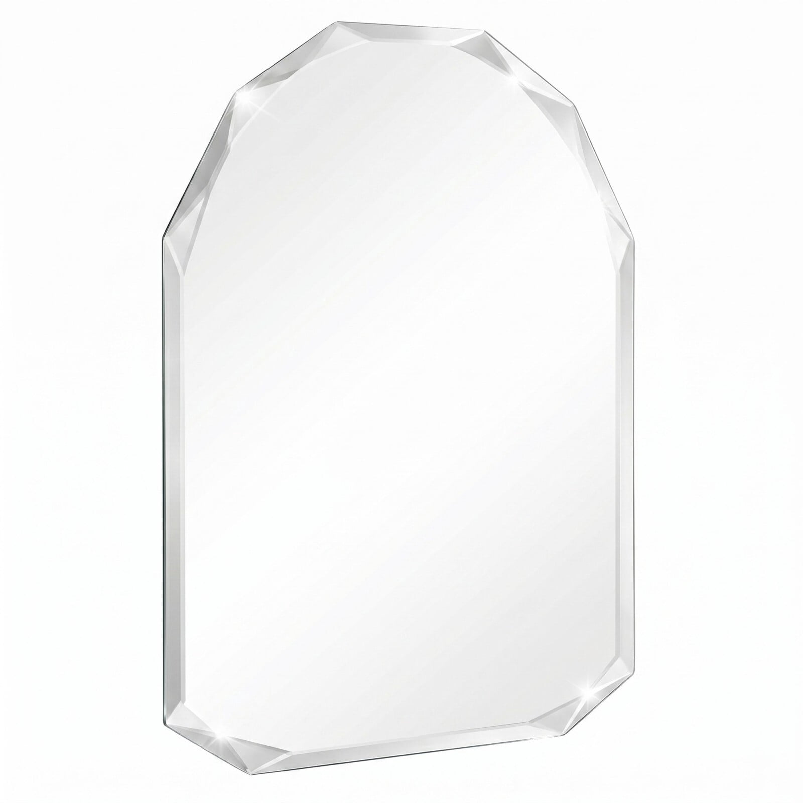 Gleamira 30"x40" Frameless Arched Bathroom Mirror Beveled Diamond Edge Wall Mirror Vanity Decorative Mirror