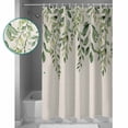 thumbnail image 3 of Shower Curtain Bathroom Set Sage Green Leaves Plant Waterproof Fabric Shower Curtains with Grommets&Hooks Spring Botanical Retro Linen Privacy Bath Curtain for Bathtub 48x72in, 3 of 7