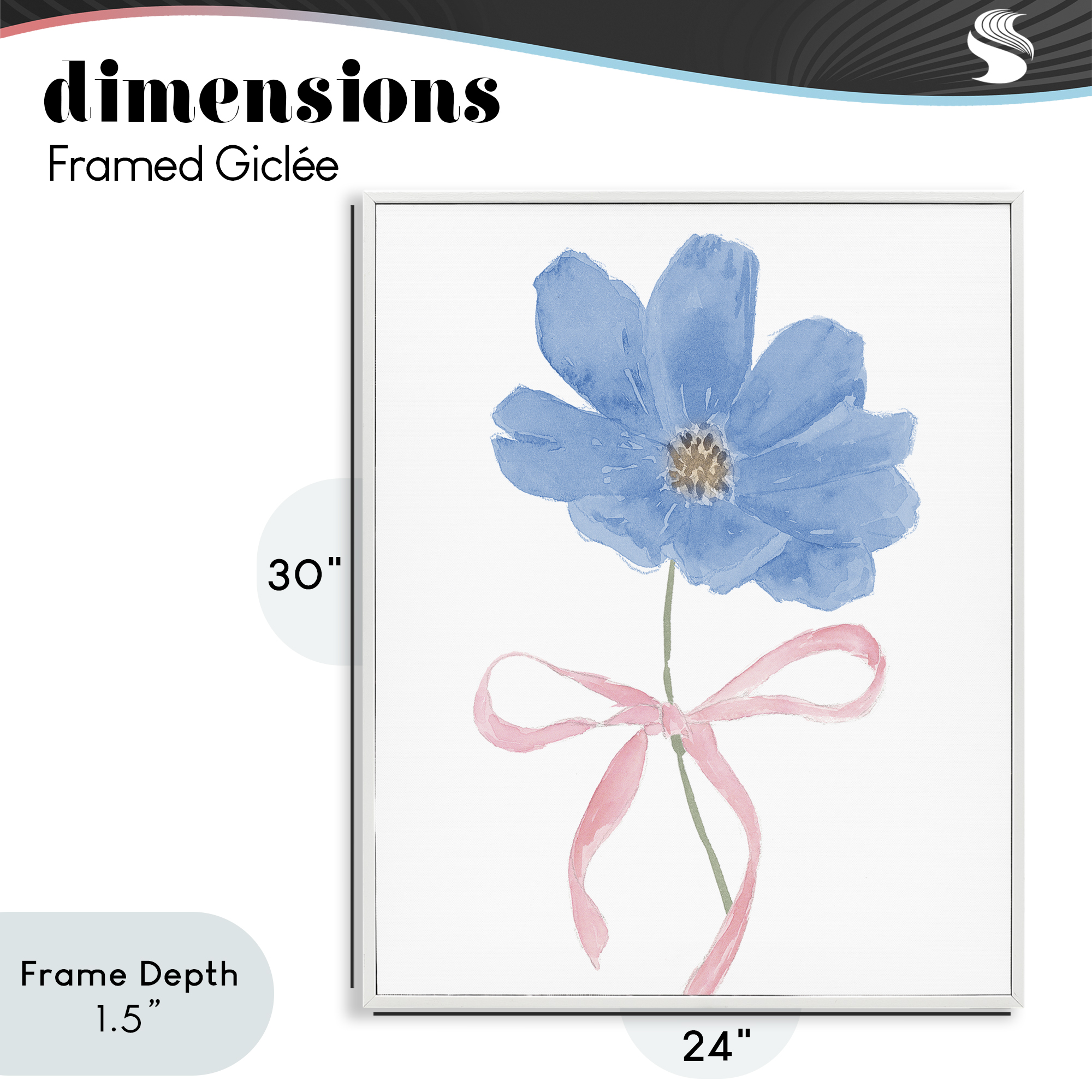 Stupell Industries Blue Bow Bloom White Framed Giclee Art, design by Lucille Price