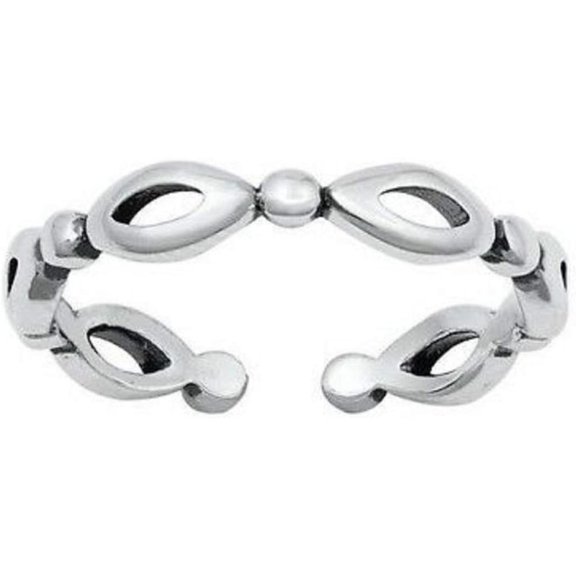 925 Sterling Silver 14K White Gold Over Adjustable Toe Ring for Women's