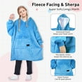 thumbnail image 3 of Solaris Deluxe Reversible Fleece Oversized Blanket Sweatshirt with Hood Super Soft Warm Large Plush Sleeved Throws for Kids 7–15 years old, 3 of 6