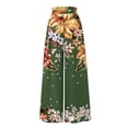 thumbnail image 3 of WTOBBY Women's Casual Flowy High Waisted Wide Leg Pants with Pockets Featuring Floral Print,Beach Trousers Perfect for Beach Activities, Poolside Lounging and Summer Waterfront Fun,Army Green L, 3 of 4