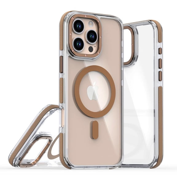 Feishell for iPhone 16 Transparent Case, Compatible with MagSafe Charging, Colored Bumper, Enhanced Screen & Camera Protection, Shockproof Clear Slim Phone Case for iPhone 16,Desert Gold