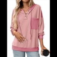 thumbnail image 2 of Sudadera con Capucha para Mujer 2025, Cuello Abotonado, Cordón Ajustable, Sudadera Informal de Larga, Camisetas. Rosa M, 2 of 10