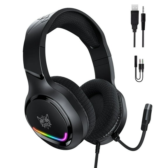 Siivton Gaming Headset with Noise Cancelling Microphone, PS4 PS5 & Xbox One Headphones, LED Light, High-Quality Stereo Sound, Wired Over-Ear Headset for PC , Laptop