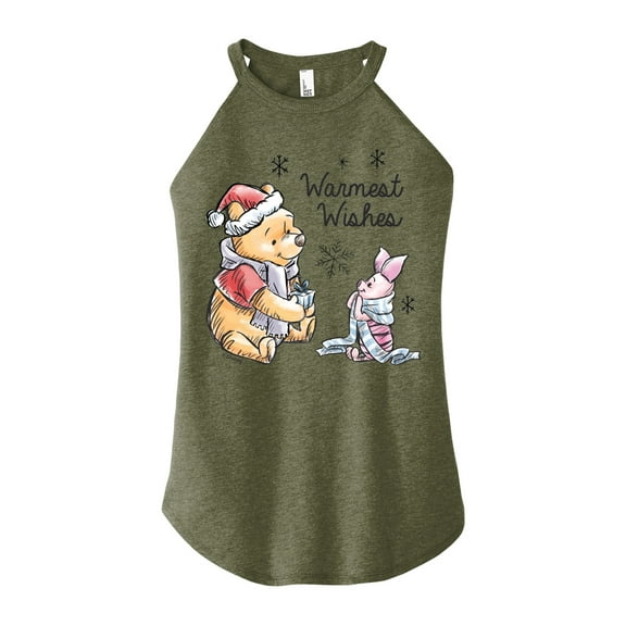 Disney Winnie The Pooh - Pooh & Piglet Warmest Wishes Christmas - Juniors High Neck Tank Top