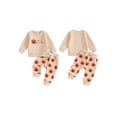 thumbnail image 2 of Aojekbee Baby 2 Piece Halloween Outfit Letter Pumpkin Print Long Sleeve Sweatshirt and Elastic Pants Set for Infant Fall Clothes, 2 of 9