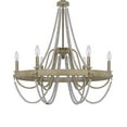 thumbnail image 4 of Maci 28 Inch Chandelier, White Beaded Candelabra Design, Brown Wood, 4 of 7