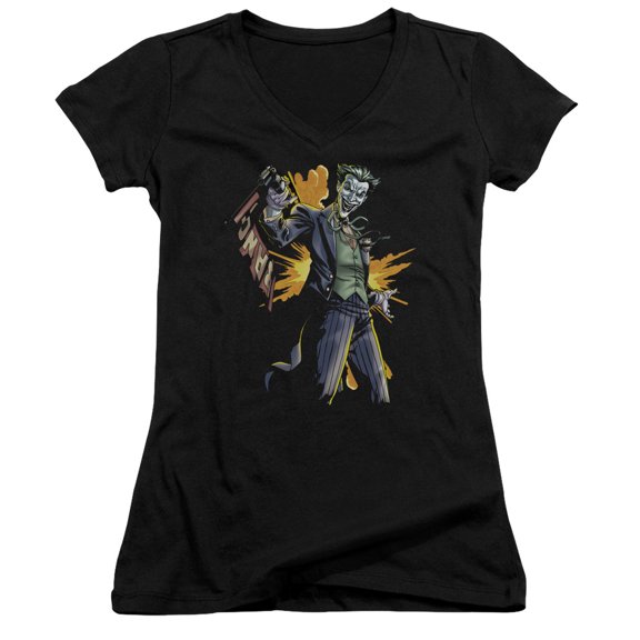 Batman Joker Bang Junior Women's T-Shirt V-Neck Black