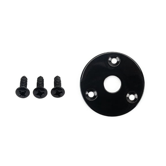 Round 1/4 Inch Guitar Jack Plate Metal Output Input Socket with Screws for Electric Guitar Bass (Black)