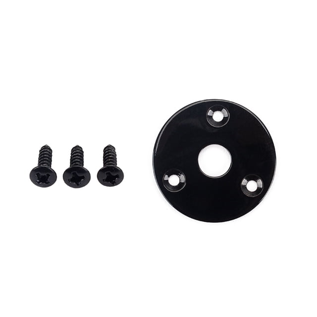 SHISUYAN Round Guitar Jack Plate Indented 1/4 Inch Guitar Pickup Output Input Jack Socket Plate Metal Jack Plate With Screws for Electric Guitar Bass (Black)