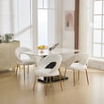 thumbnail image 2 of Set of 1 Velvet Fabric Dining Chairs with Curved Backrest and Golden Metal Legs for Kitchen or Dining Room (White), 2 of 11