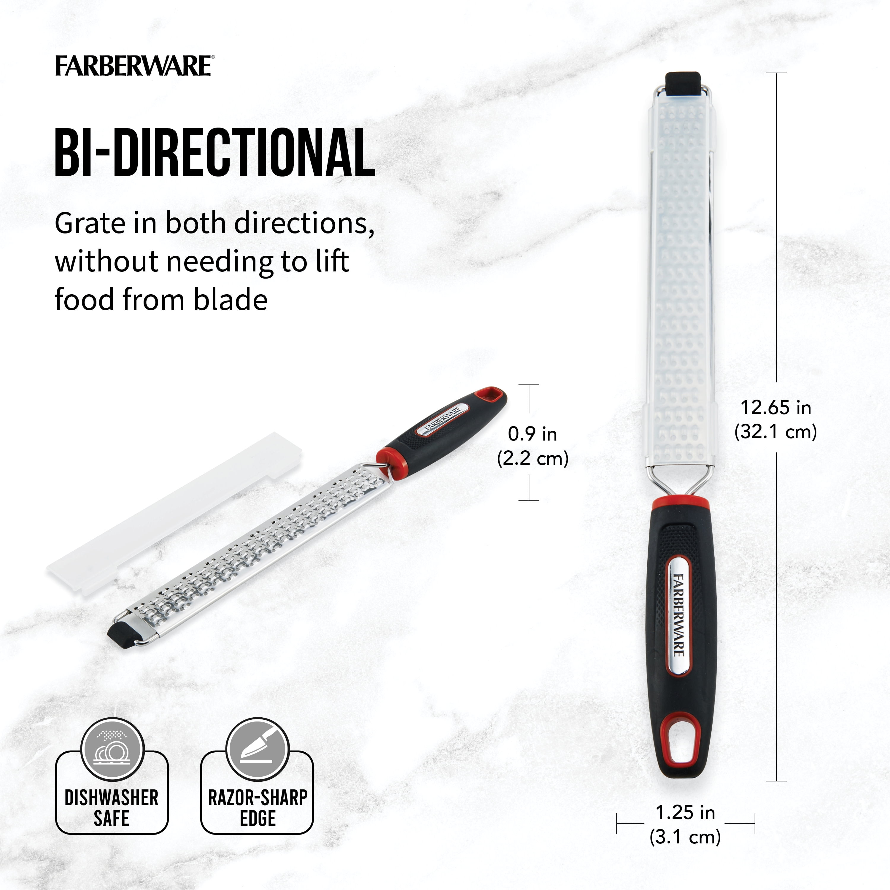 Farberware 1.6 in x 7.65 in Soft Grip Ceramic Blade Peeler Black with Red  Accents 