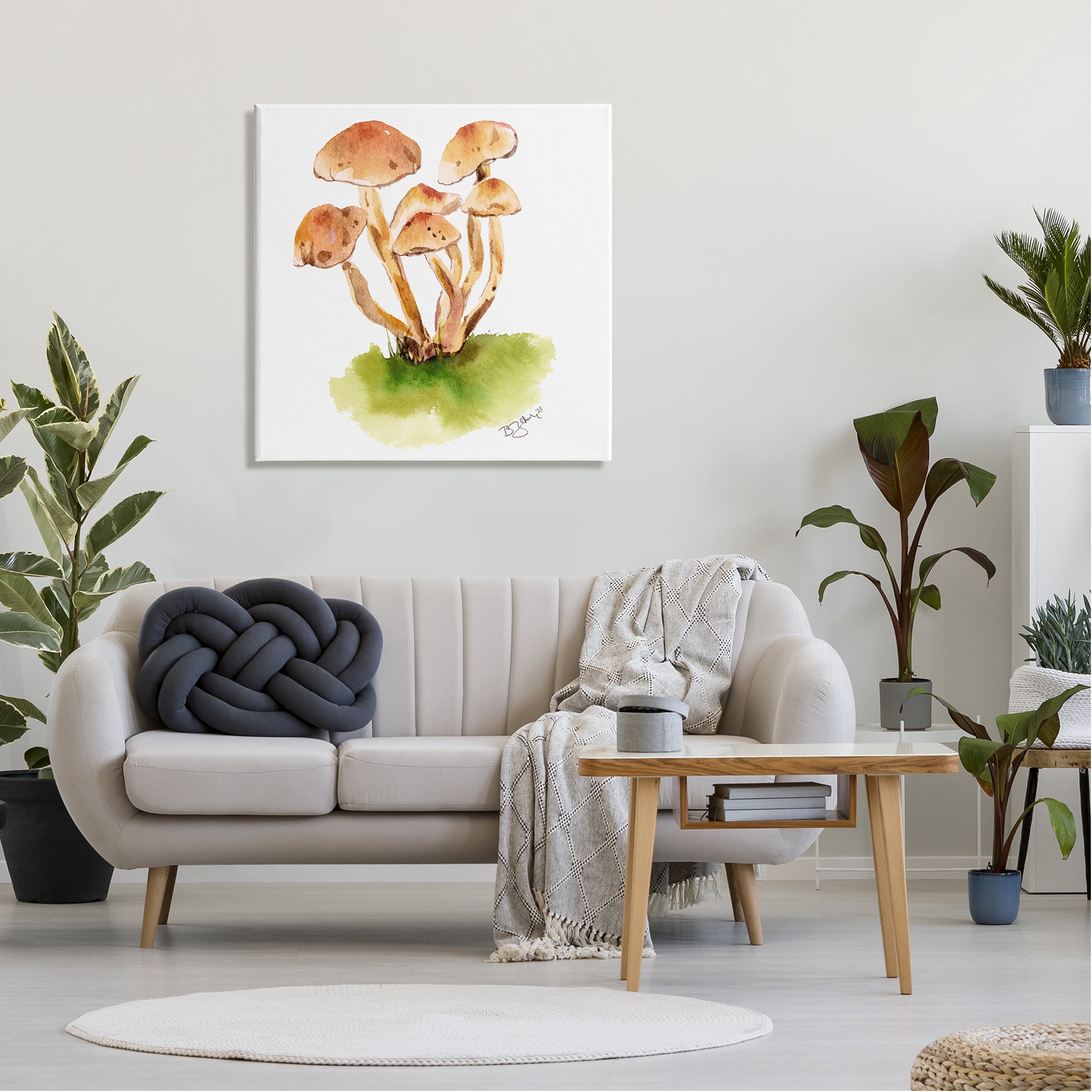 Stupell Industries Brown Mushrooms Watercolor Botanical & Floral Painting Gallery Wrapped Canvas Art Print Wall Art, 30 x 30
