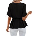 thumbnail image 2 of Women Summer V Neck Shirt Short Sleeve Tie Casual T Shirt Top, 2 of 4