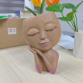 thumbnail image 2 of Face Head Planter Succulent Plant Flower Pot Resin Container With Drain Holes Flowerpot Figure Garden Decor Tabletop Ornament, 2 of 7