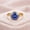 Rose Plated, variant on Round Cut Blue Sapphire Bezel Band Ring, 925 Sterling Silver Yellow Gold Plated Promise Ring, September Birthstone Jewelry, Wedding Gift Jewelry For Her