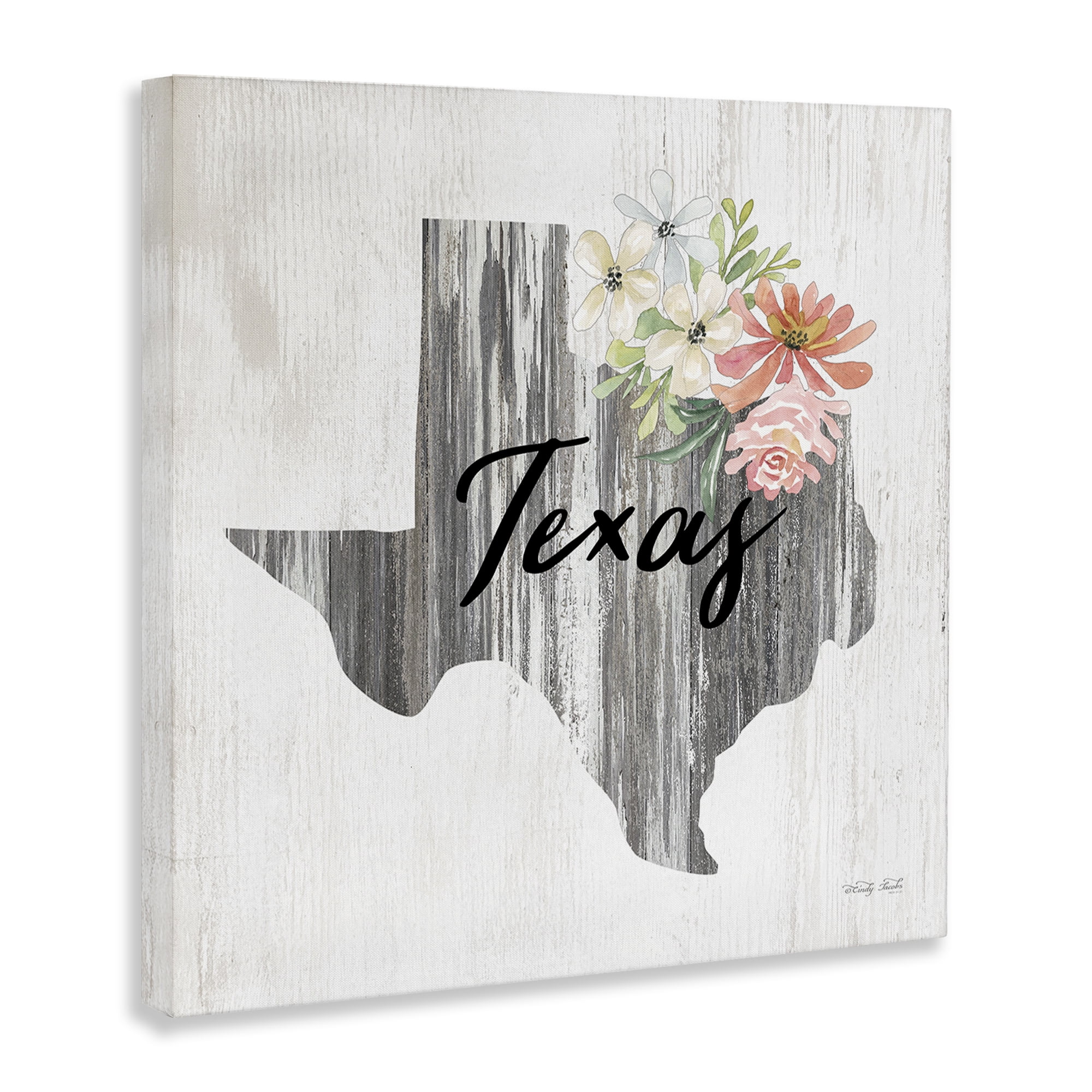 Stupell Industries Shabby Chic Texas Botanical & Floral Painting Gallery Wrapped Canvas Art Print Wall Art, 36 x 36
